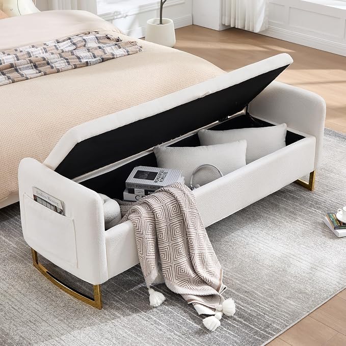 65" Storage Ottoman Bench, Storage Bench - Image 6
