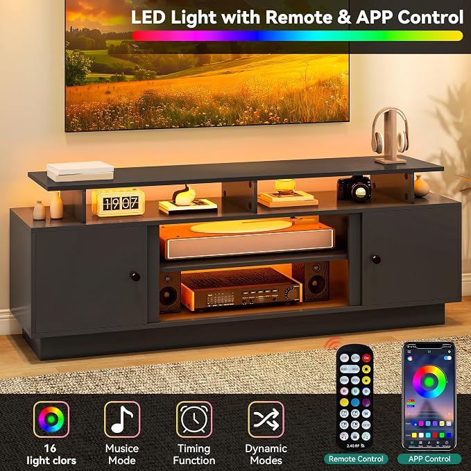 YITAHOME TV Stand with 36" Electric Fireplace, Modern Entertainment Center with - Image 3