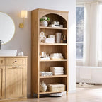 IFGET 76" Tall Arched Bookcase, Farmhouse 5 Tiers Large Arched Bookshelf Cabinet - Image 5