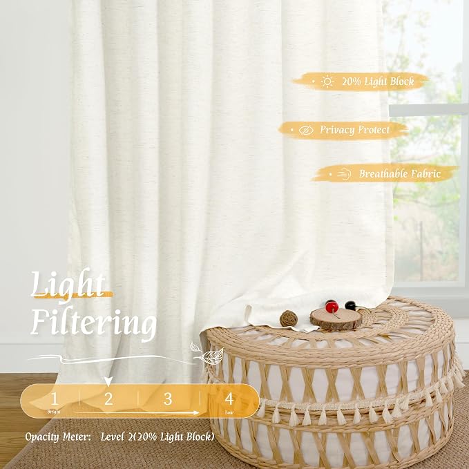 Natural Linen 63 Inch Length Curtains - Image 4