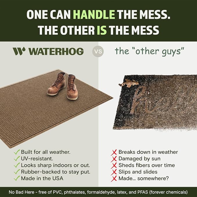 WaterHog Squares Front Door Mat Indoor Outdoor Entrance, All-Weather Mats | - Image 5