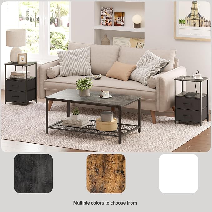 TUTOTAK End Table with Charging Station, Side Table with 2 USB Ports and Outlets - Image 6