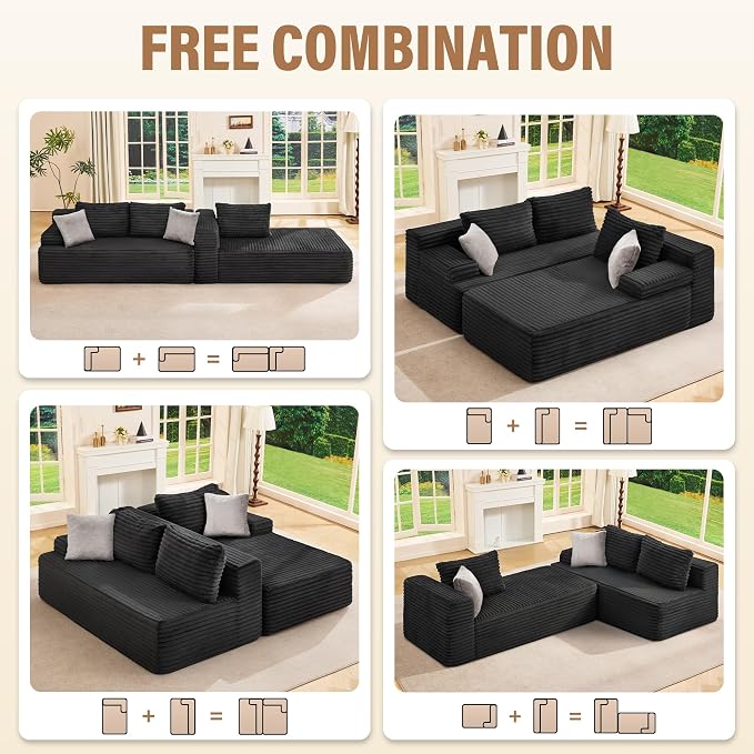 Hobestluk Modular Sectional Sofa Couches L-Shape Couch 3 Seat Modular Sofa - Image 6