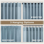 Pitalk Living Room Extra Wide 60 Inch Curtains 2 Panels Back Tab Pocket Light - Image 5