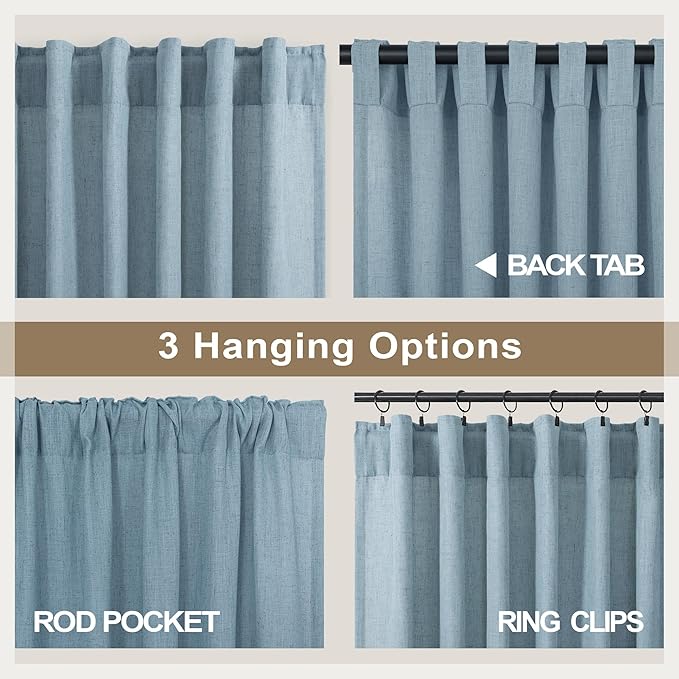 Pitalk Living Room Extra Wide 60 Inch Curtains 2 Panels Back Tab Pocket Light - Image 5