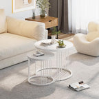 Garden 4 you Nesting Coffee Table, 23.6" Round Coffee Table Set of 2, Wooden - Image 3