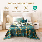LUTBM King Throw Blanket for Bed 100% Cotton Boho Soft Rustic Quilt Birds and - Image 2