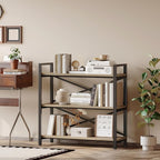 Homeiju 3 Tier Bookshelf 31.49" Width, Wood and Metal Etagere Bookcase - Image 6