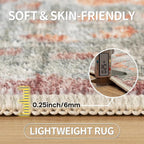 9x12 Area Rugs for Living Room Bedroom Dining Room Washable Red Brown | Soft - Image 6
