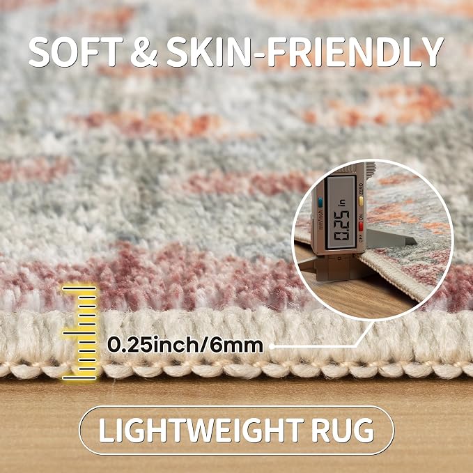 Aelenmu 10x14 Area Rugs for Living Room Dining Room Washable Red Brown | Soft - Image 6