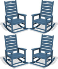 SERWALL Outdoor Rocking Chair Set of 4, Oversized HDPE Patio Rocking Chair by SERWALL