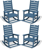 SERWALL Outdoor Rocking Chair Set of 4, Oversized HDPE Patio Rocking Chair by SERWALL