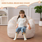 MAXYOYO Kids Bean Bag Chair, Floral Shaped Bean Bag Sofa, Plush Faux Fur - Image 3
