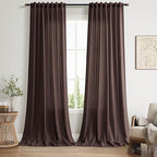 Coffee Brown Linen Curtains 90 inch Length by Nanspring