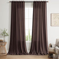 Coffee Brown Linen Curtains for Living Room 100 Inches Long Light Filtering by Nanspring