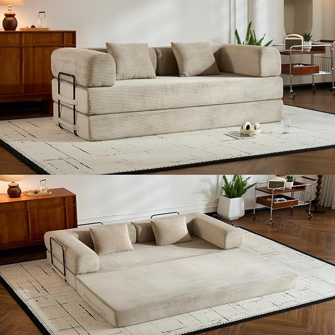 ZEIINPA Corduroy Floor Sofa Bed, Convertible Folding Couch Bed - Image 7
