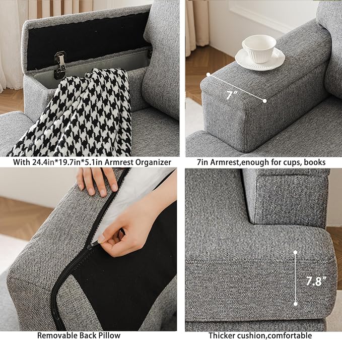 Oversized Accent Chair with Armrest Organizer, Comfy Living Room Chairs with - Image 8