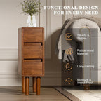 Narrow Nightstand with 3 Drawers Narrow Night Stand Solid Wood Bedside Table - Image 5