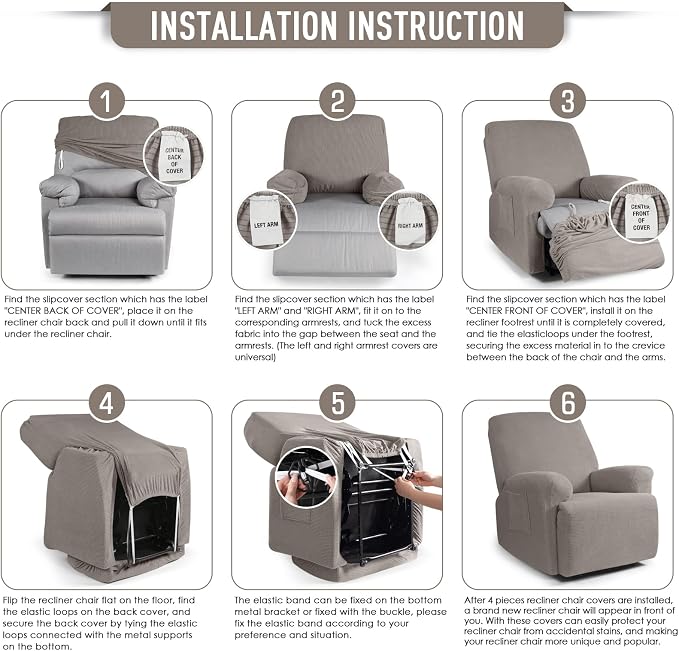 TAOCOCO Oversized Recliner Chair Covers, 1 Seater Streach Recliner Covers Soft - Image 6