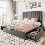 Allewie Full Size Storage Bed Frame, Vertical Channel Tufted Adjustable - Image 9