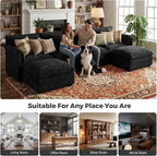 ELUCHANG 150" Modular Sectional Sofa, Comfy Deep Seat Cloud Couch, 6 Seater U - Image 3
