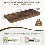 Acovy 24 Inch Floating Shelves, 3D Textured 24"x9.25"x1.5" Inch Deep Floating - Image 3