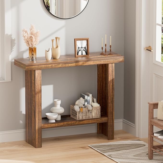 LIFECHOVY Farmhouse Wood Entryway Table Narrow Console Tables - Image 2