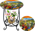 Cinnvoice Outdoor Side Table Round Small Mosaic Patio Accent Indoor End Plant by Cinnvoice