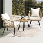 Idzo Heavy Duty 500lbs Weight Capacity Wicker Bistro Table and Chairs Set of 2 - Image 2