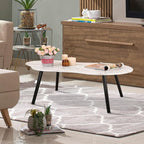 Small Coffee Table Cloud Shape Coffee Tables Unique White Wood Grain Tabletop - Image 6