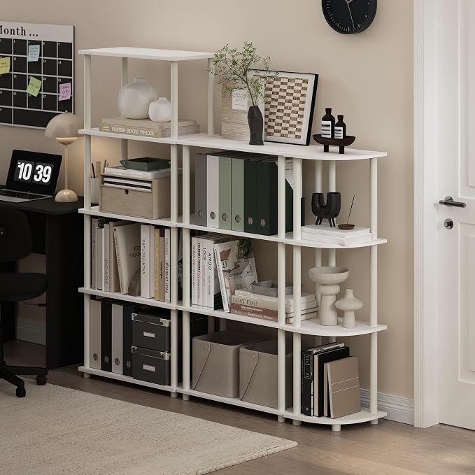 Furinno TURN-N-TUBE Storage Shelves, 5-Tier Book Shelf, Corner Shelf, Toolless - Image 2