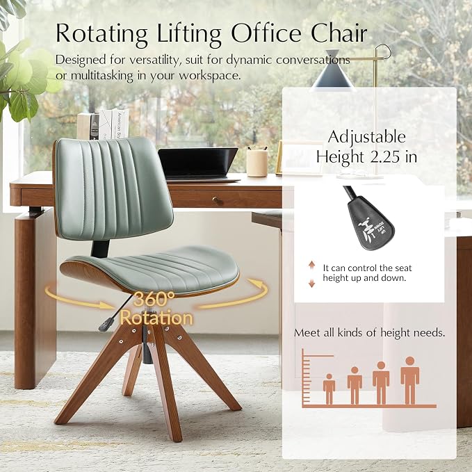 HULALA HOME Faux Leather Home Office Chair - Image 3