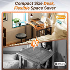 Huuger Folding Desk with Storage Shelf, 31.5 Inch Foldable Computer Table - Image 3