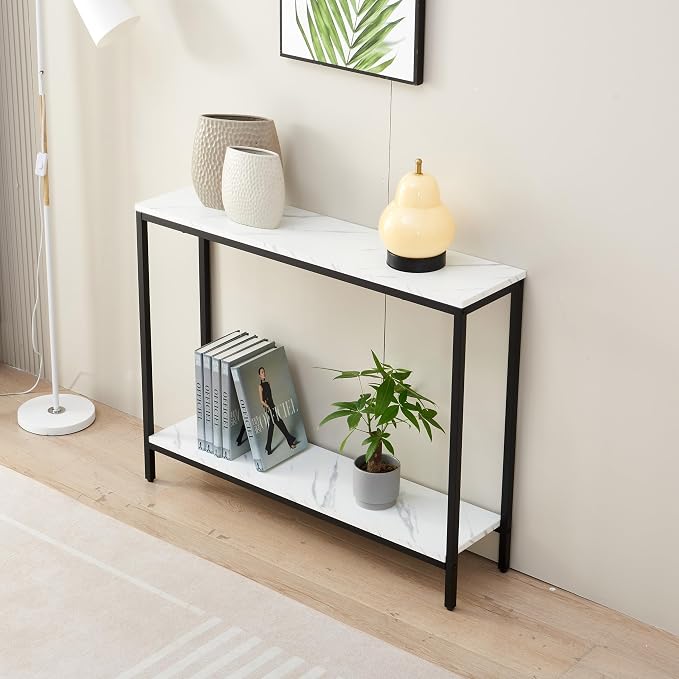 loglus Console Table for Entryway, Faux Marble MDF Sofa Table - Image 5