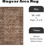 3x5 Brick Red Vintage Floral Washable Area Rug - Image 2