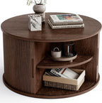 LINSY HOME Round Coffee Table, 31.5" Drum Coffee Table by LINSYHOME