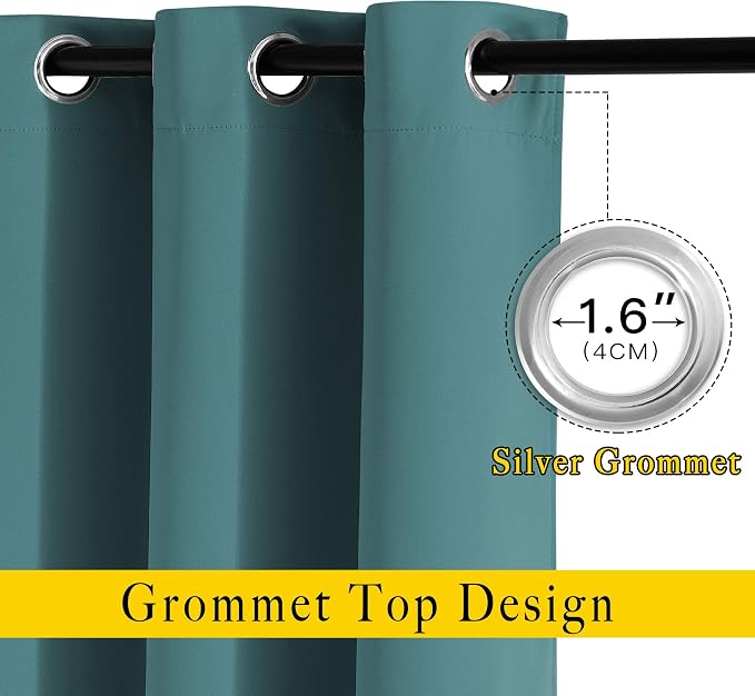 NICETOWN Blackout Curtains 66 inches Long, Grommet Window Treatment Energy - Image 2