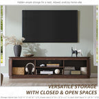 70" Fluted TV Stand for TVs Up to 80", Mid Century Modern Entertainment Center - Image 6