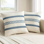 MIULEE Set of 2 Coastal Blue Boho Decorative Pillow Covers 16x16 Inch | by MIULEE