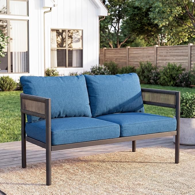 Gand Patio Outdoor Loveseat, Wicker Conversation Set - Image 5