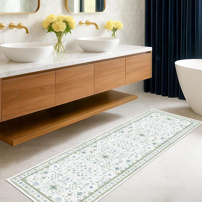 Boho Bathroom Runner 2x7 by HazoHaus