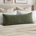 MIULEE Decorative Linen Lumbar Pillow Cover 14x36 Inch Dark Olive Green | Boho by MIULEE