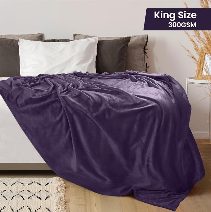 Utopia Bedding Ultra Soft Fleece Bed Blanket King Size Purple | Microfiber - Image 2