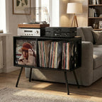 Faesun Flip Top Record Player Stand, Large Turntable Stand Holds up to 150+ - Image 2