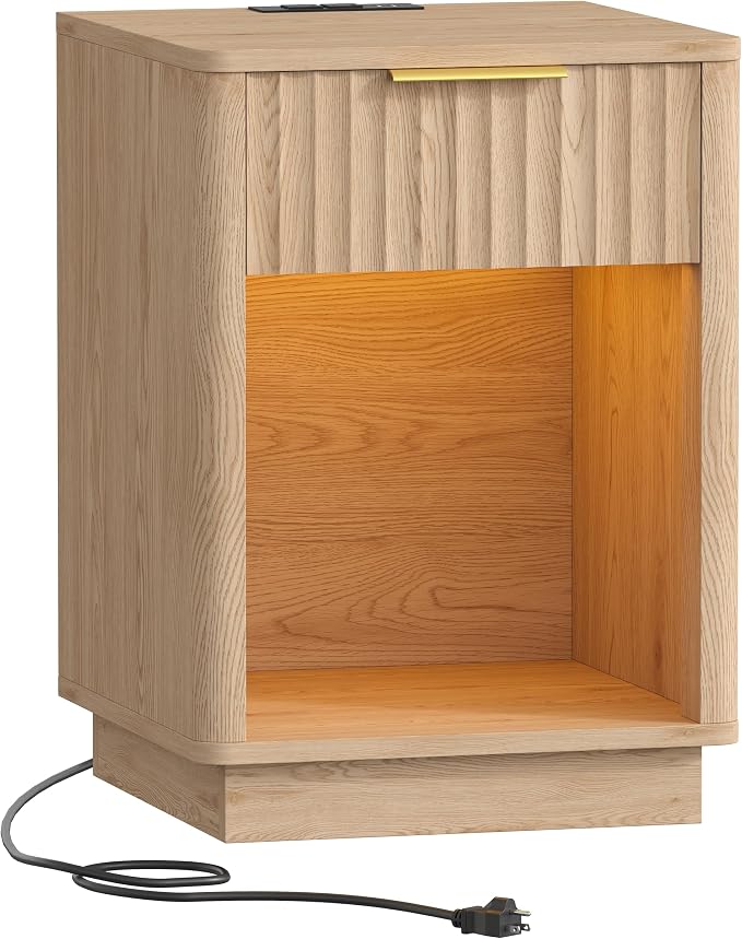 Akxomel Fluted Nightstand, Wooden Night Stand - Image 8