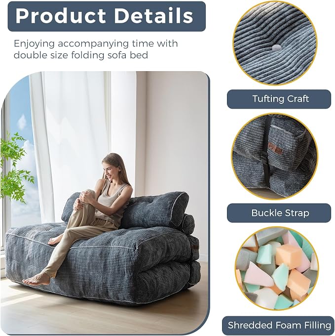 MAXYOYO Folding Sofa Bed, Convertible Sleeper Chair - Image 4