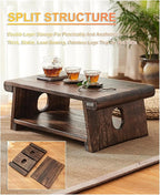 Japanese Floor Table, Japanese Coffee Table, Retro Japanese Wooden End Table - Image 4