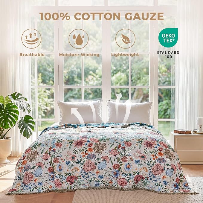 LUTBM Boho Throw Blanket for Bed Cotton Summer Blankets for Bedroom Living Room - Image 2