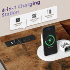 Somdot Nightstand with Charging Station and LED Light, Wide 5 Drawers Dresser - Image 4