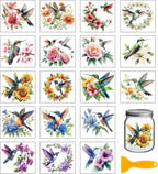 GLOBLELAND 18 Sheets Hummingbirds and Flowers Rub on Transfers by GLOBLELAND